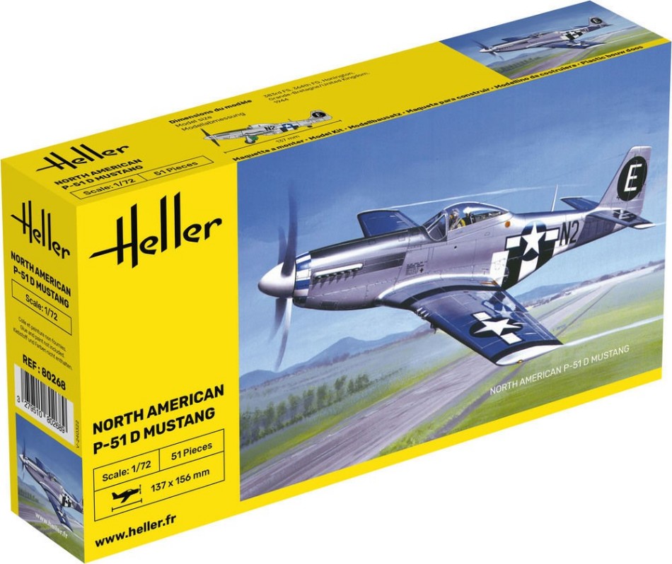 KIT MODELLINO AEREO STATICO HELLER P-51 MUSTANG MODELLISMO SCALA 1:72