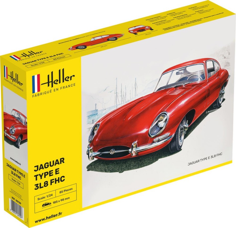 KIT MODELLINO AUTO STATICO HELLER JAGUAR TYPE E 3L8 FHC MODELLISMO SCALA 1:24