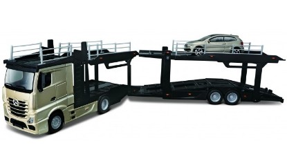 Immagine di MERCEDES ACTROS 2545 MULTICAR CARRIER + VW POLO GTI 2016 GOLD 1:43