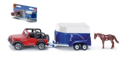 Immagine di AUTO CON RIMORCHIO TRASPORTO CAVALLI 1:87