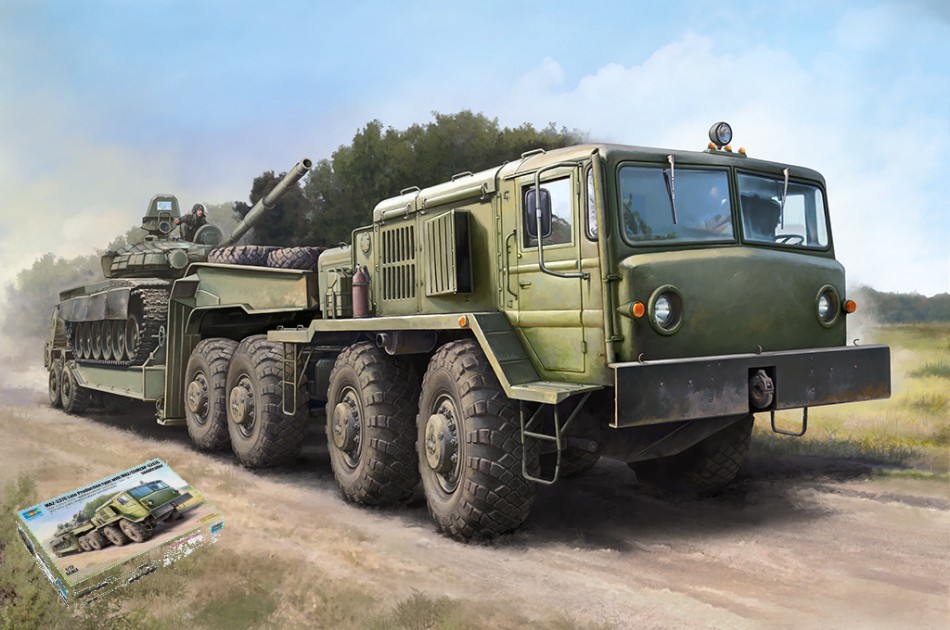 TRUMPETER 1/72 KIT MODELLINO MILITARE RUSSIAN CAMION SEMITRAILER MAZ-537G LATE