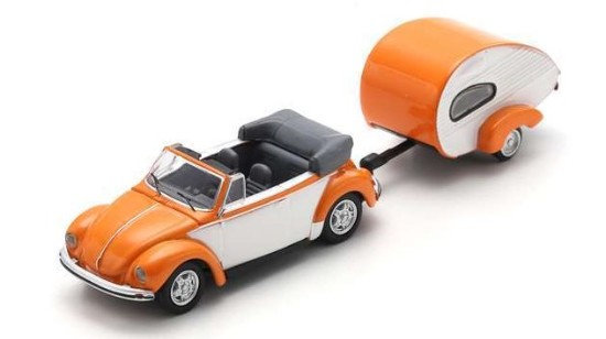 Immagine di VW BEETLE CABRIO WITH TRAILER PICCOLO DIE CAST 1:87