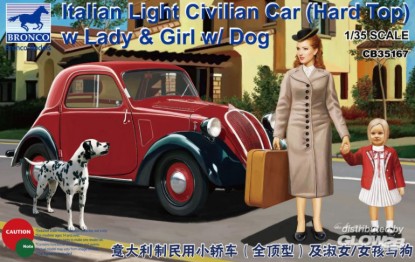 Immagine di ITALIAN LIGHT CIVILIAN CAR (TOPOLINO HARD TOP) WITH LADY & GIRL KIT 1:35