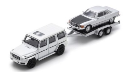 Immagine di MERCEDES G-CLASS WITH TRAILER AND MERCEDES 450 SLC DIE CAST 1:87