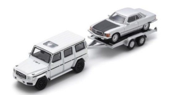 Immagine di MERCEDES G-CLASS WITH TRAILER AND MERCEDES 450 SLC DIE CAST 1:87