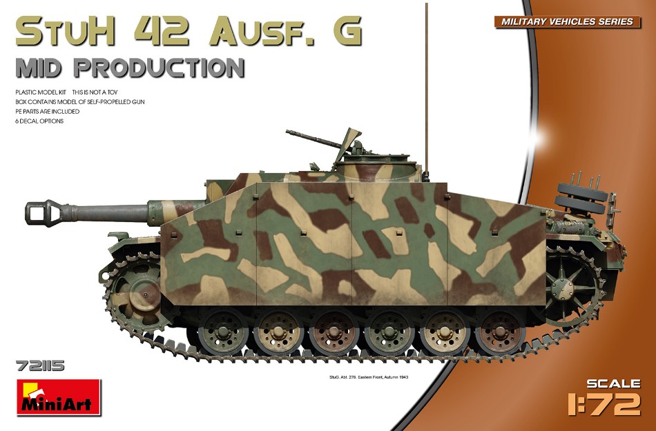KIT MODELLINO MILITARE MINIART STUH 42 AUSF.G MID PROD. CARRO ARMATO SCALA 1:72