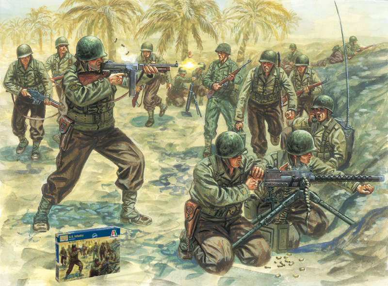 KIT ACTION FIGURE MILITARI ITALERI WWII FANTERIA AMERICANA MODELLISMO SCALA 1:72