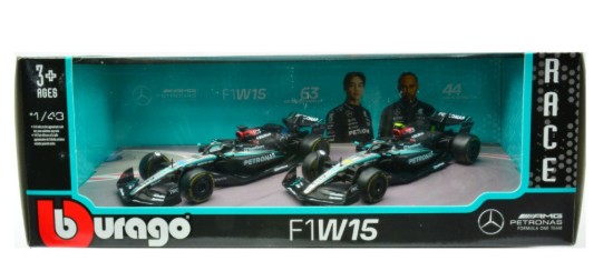 Immagine di SET MERCEDES F1W15 2024 N.63 GEORGE RUSSELL + N.44 LEWIS HAMILTON 1:43