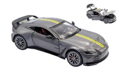 Immagine di ASTON MARTIN V12 VANTAGE GREY W/YELLOW STRIPES 1:24
