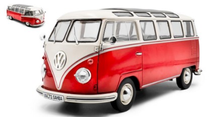 Immagine di VOLKSWAGEN T1 SAMBA MINIBUS 1962 RED/WHITE 1:18