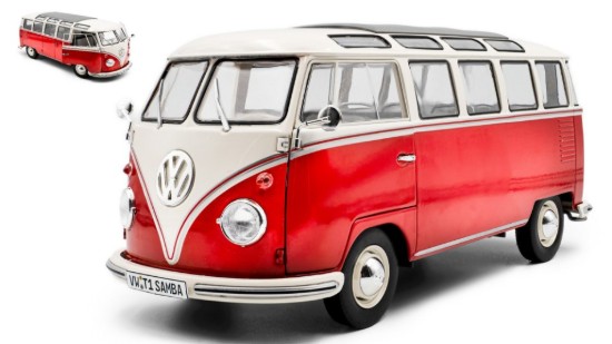 Immagine di VOLKSWAGEN T1 SAMBA MINIBUS 1962 RED/WHITE 1:18