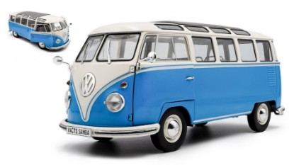 Immagine di VOLKSWAGEN T1 SAMBA MINIBUS 1962 LIGHT BLUE/WHITE 1:18