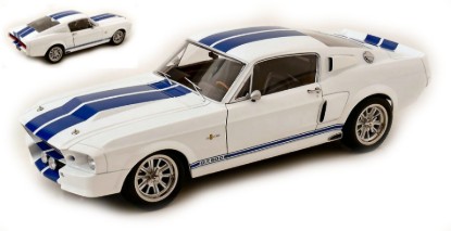 Immagine di FORD MUSTANG SHELBY GT500 1967 WHITE/BLUE 1:12