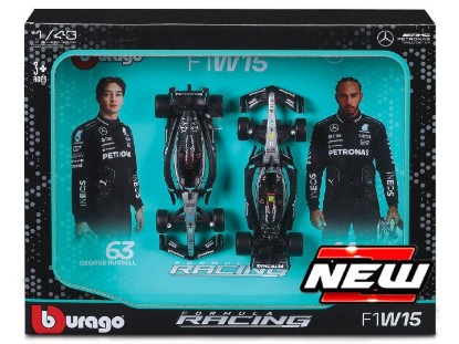 Immagine di MERCEDES F1 W15 SET N.44 L.HAMILTON + N.63 G.RUSSELL 2024 1:43