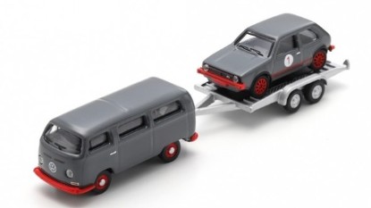 Immagine di VW T2 BUS WITH TRAILER AND VW GOLF I GTI DIE CAST 1:87
