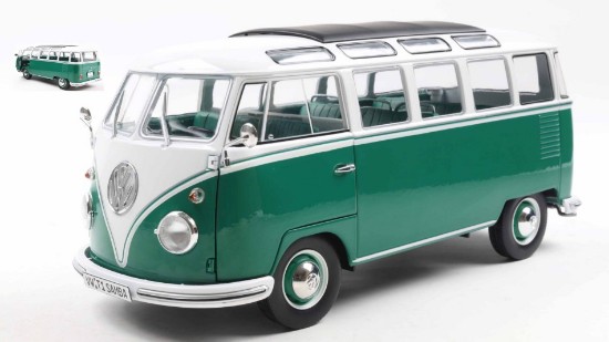 Immagine di VOLKSWAGEN T1 SAMBA GREEN/WHITE 1962 1:18