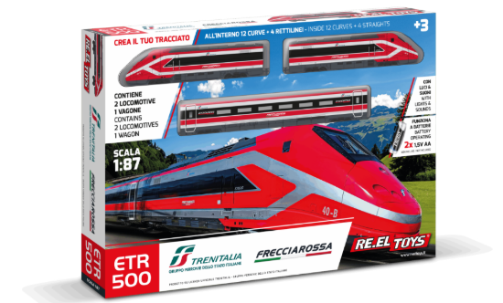Immagine di TRENO FRECCIAROSSA ETR500E C/LUCI E SUONI cm 147x101 A BATTERIA 1:87