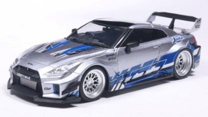 Immagine di NISSAN GT-R (R35) LIBERTY
WALK SILHOUETTE SILVER AND BLUE
STRIPES 1:43