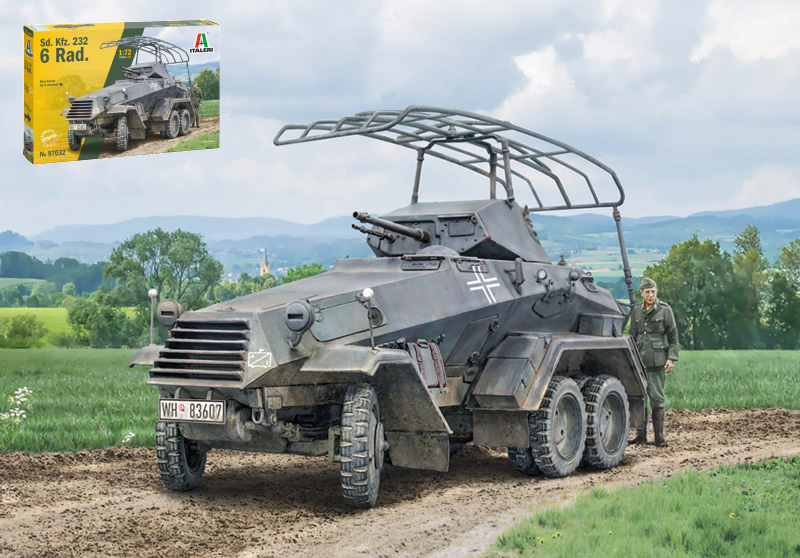 KIT MODELLINO VEICOLO CORAZZATO MILITARE ITALERI SD.KFZ. 232 6 RAD SCALA 1:72