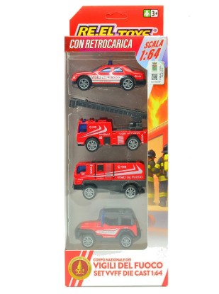 Immagine di SET 4 PZ.VEICOLI VIGILI DEL FUOCO C/RETROC. 1:64