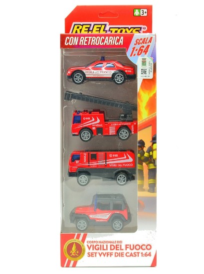 Immagine di SET 4 PZ.VEICOLI VIGILI DEL FUOCO C/RETROC. 1:64