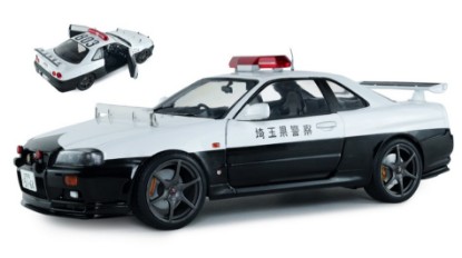 Immagine di NISSAN SKYLINE GT-R (BNR34) JAPANESE POLICE WHITE 1999 1:18