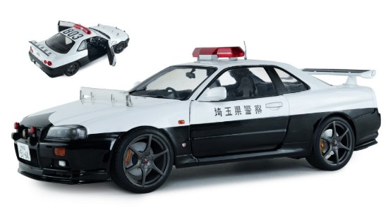 Immagine di NISSAN SKYLINE GT-R (BNR34) JAPANESE POLICE WHITE 1999 1:18